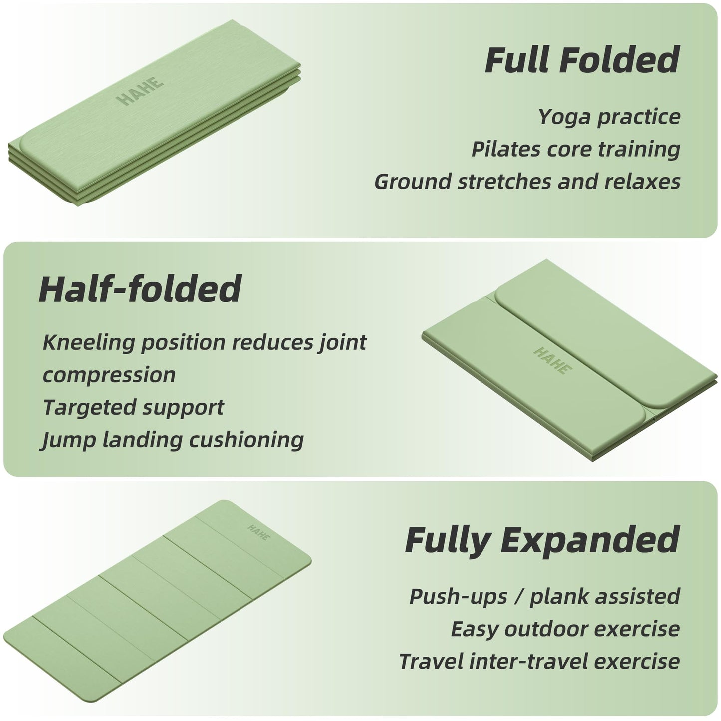 Foldable Yoga Mat,74"Lx32"Wx1/3"Thick,Folding Exercise Mat,Non-slip Wide Pilates Mats for Home Workout/Travel, Portable Yoga Mat Thick for Yoga/Pilates/Camping/Floor Exercises
