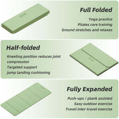 Foldable Yoga Mat,74"Lx32"Wx1/3"Thick,Folding Exercise Mat,Non-slip Wide Pilates Mats for Home Workout/Travel, Portable Yoga Mat Thick for Yoga/Pilates/Camping/Floor Exercises
