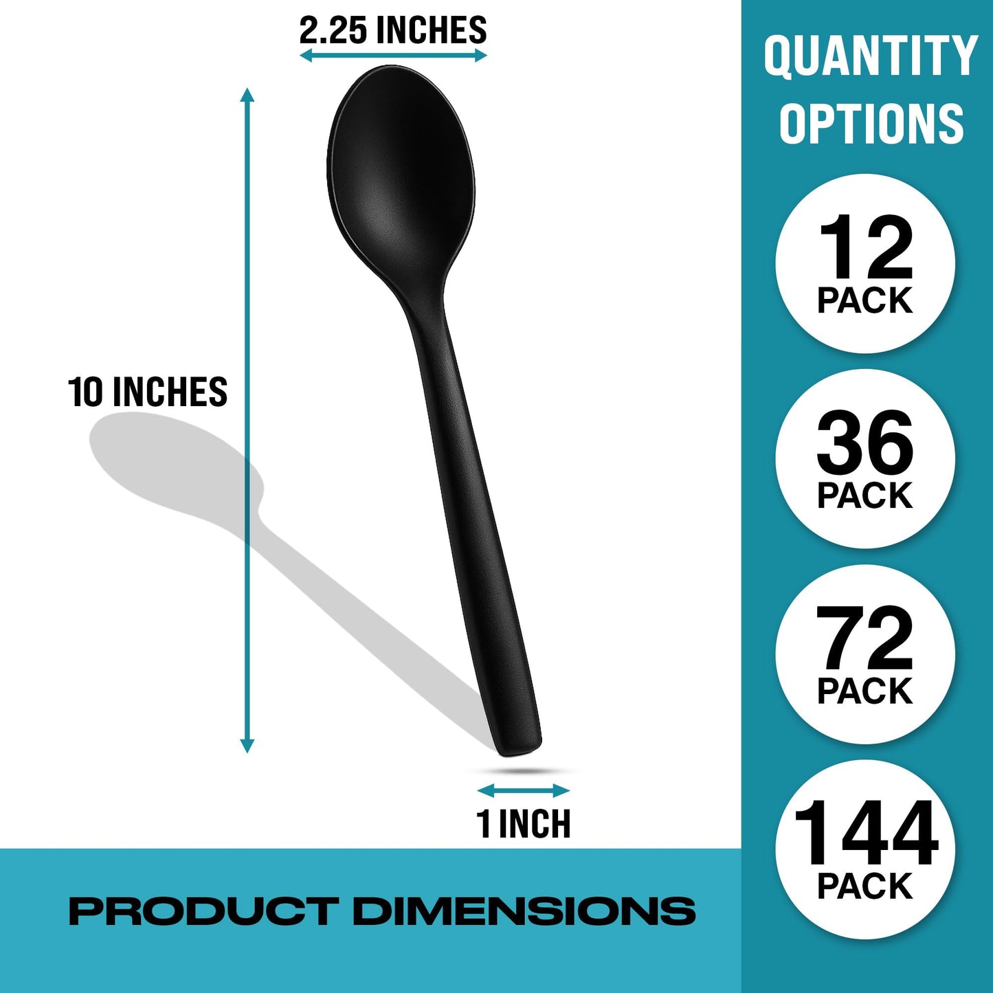 10" Black Plastic Serving Spoons for Buffet, Bulk 12 Count, Heavy Duty Disposable Spoon, Large Plastic Serving Utensils for Catering Supplies, Events, Party, Weddings & More - C&S Event Supply Co.
