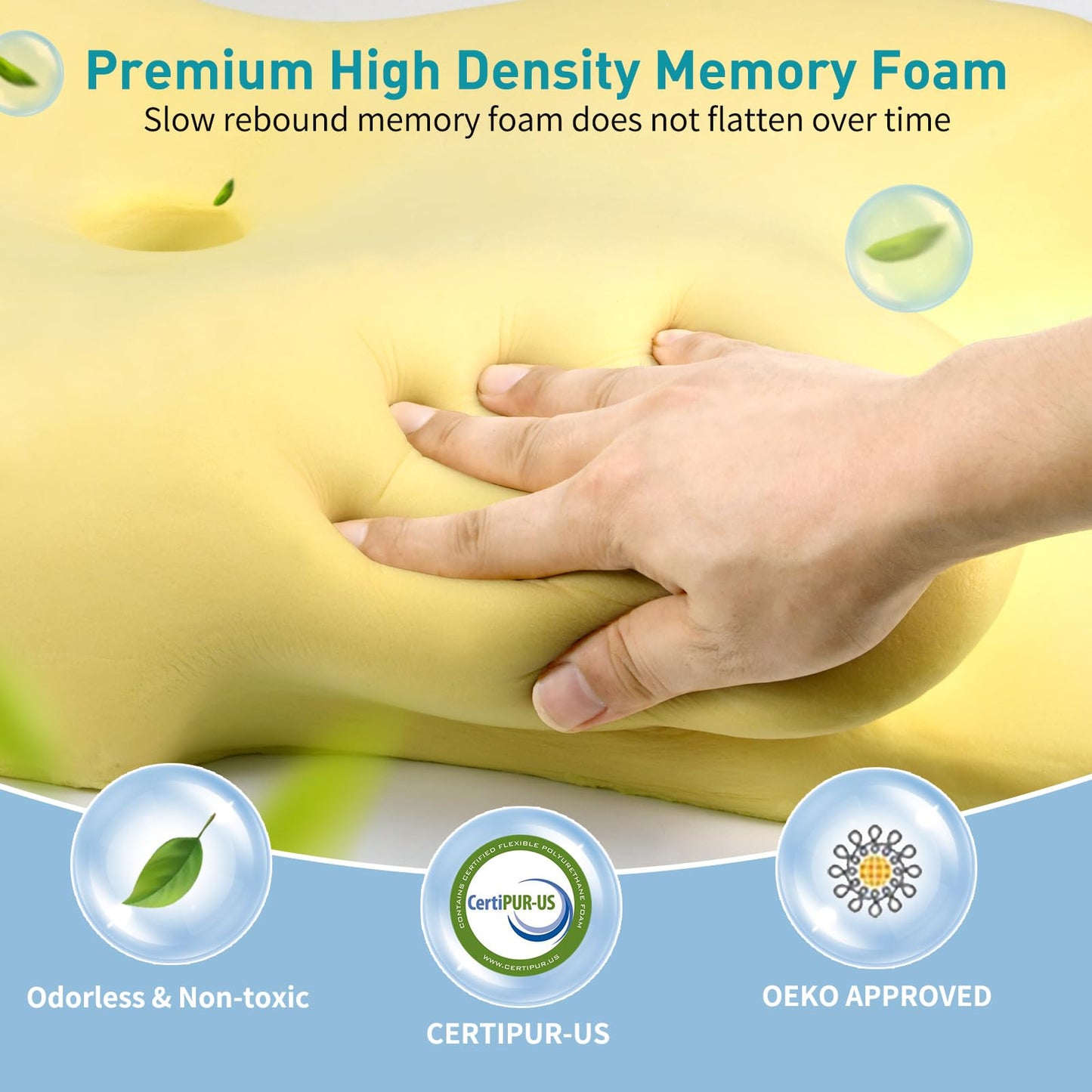 Cervical Pillow for Neck Pain Relief - Ergonomic Pillow for Sleeping Side Sleeper Pillow for Adults, Contour Neck Pillow Cooling Memory Foam Pillows, Orthopedic Bed Pillow for Back Stomach Sleepers