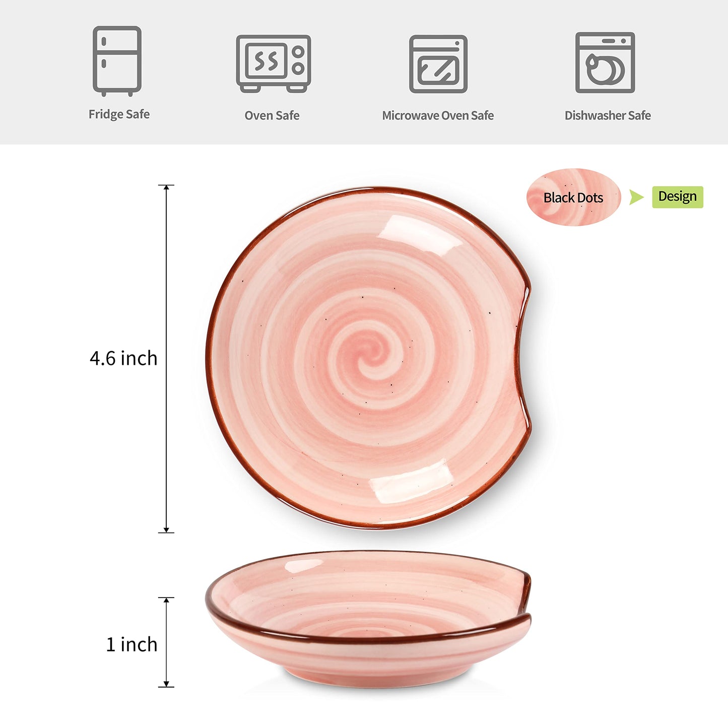 Selamica Ceramic Spoon Rest for Stove Top, 4.6 Inch Cooking Spoon Holder for Kitchen Counter, Stackable Utensil Rest Holder for Spatula Ladles Tong Coffee Spoon, Set of 4, Gradient Color
