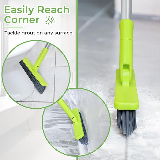 Grout Cleaner Brush with Long Handle, Floor Scrub Brush