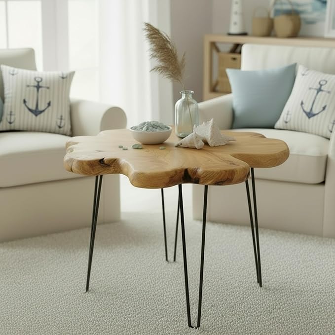WELLAND Live Edge Cedar Coffee Table 32" W x 32" D x 20.5" H Rustic Round Table