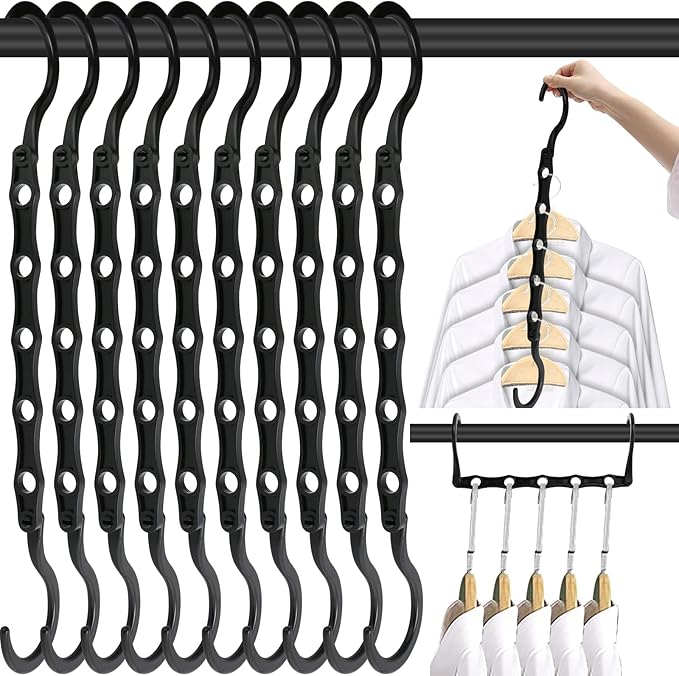 DUCOO 10 PCS Space Saving Hangers, 5-Hole Magic Hangers