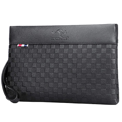 A-QMZL Men's Leather Clutch Bag Large Capacity Business Clutch Bags Wallet Card Slots Pockets with Zipper Wallets for Men with Wrist Strap Wrist Bag Work Travel Casual, Black, 26*17*3.5cm, Retro