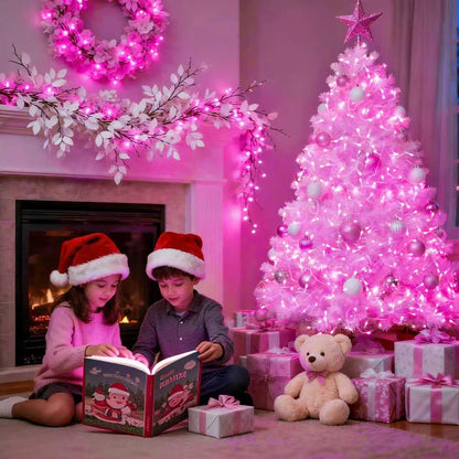JMEXSUSS 66 Ft Connectable Pink Lights for Room Decor, 200 LED Pink String Fairy Christmas Lights Clear Wire Plug in for Bedroom Indoor Outdoor Girl's Room Home Anniversary Birthday