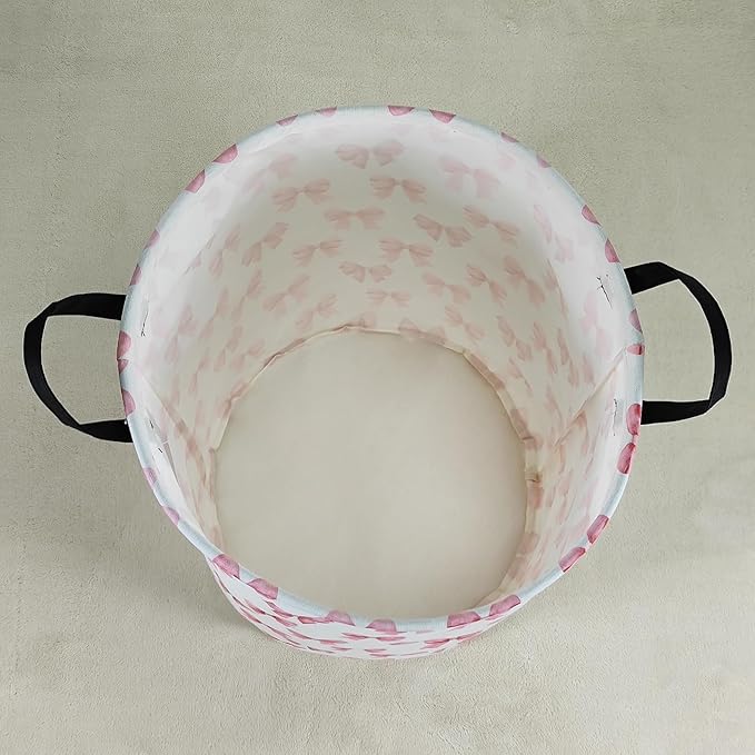 Round Foldable Girls' Storage Basket Kids Laundry Hamper Pink Gift Basket