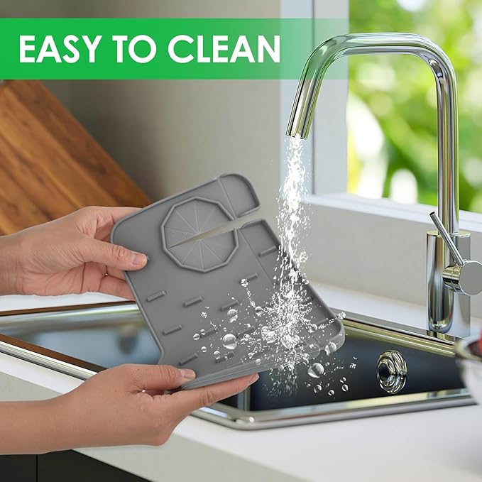 2Pcs Silicone Sink Faucet Splash Guard Mat, Soap Dish Pad Faucet Handle Drip