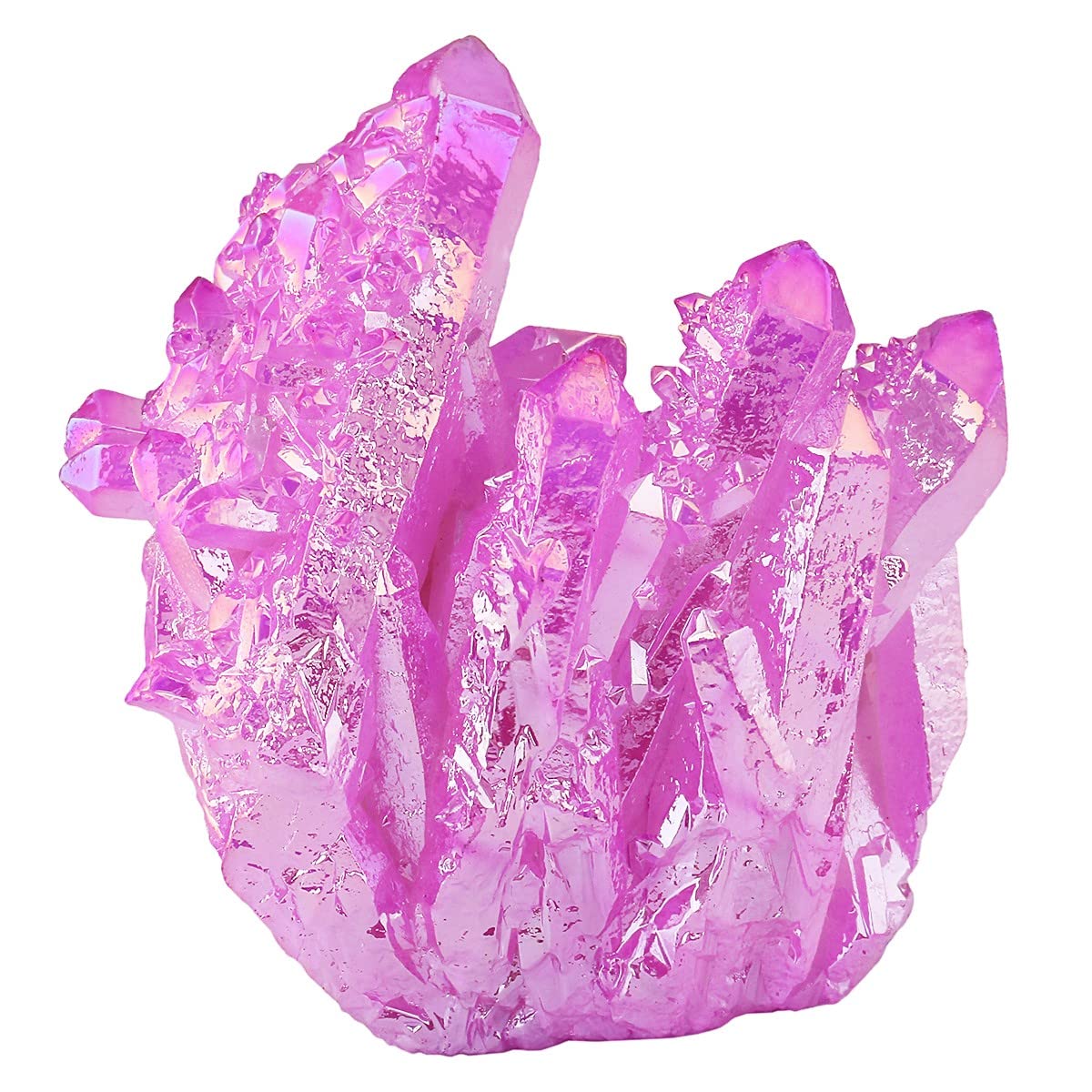 Nupuyai Titanium Coated Irregular Quartz Crystal Cluster Decor for Home Office Natural Druzy Rock Crystal Stone Specimen, Light Purple