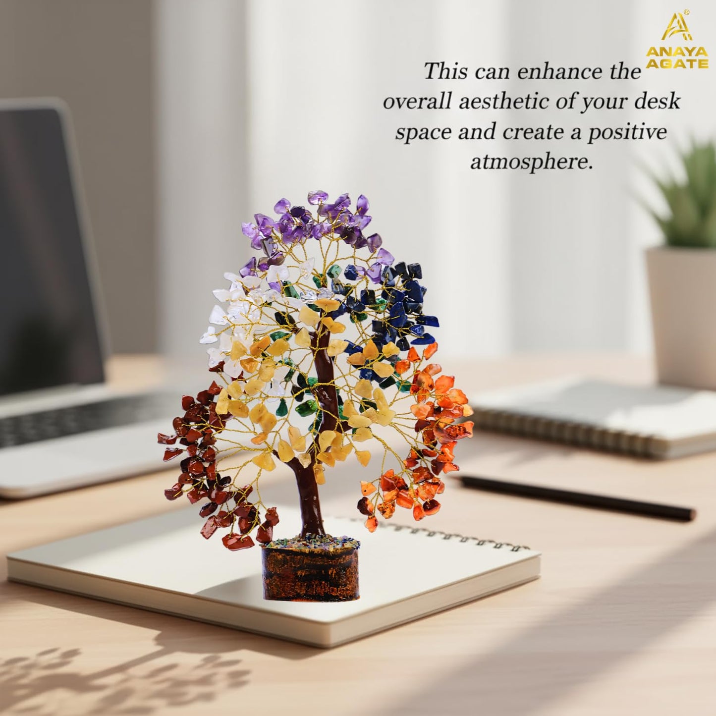 ANAYA AGATE 7 Chakra Crystal Tree of Life – Handmade Healing Crystals and Crystals and Healing Stones Money Tree for Home & Office Decor – Feng Shui Spiritual for Women