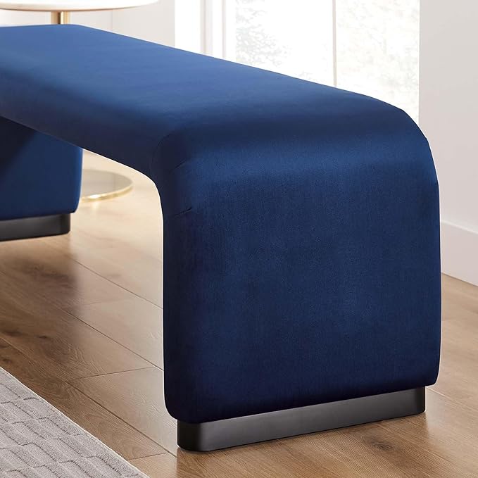 Modway EEI-6734-BLK-MID Koda Performance Velvet Waterfall Long Bench