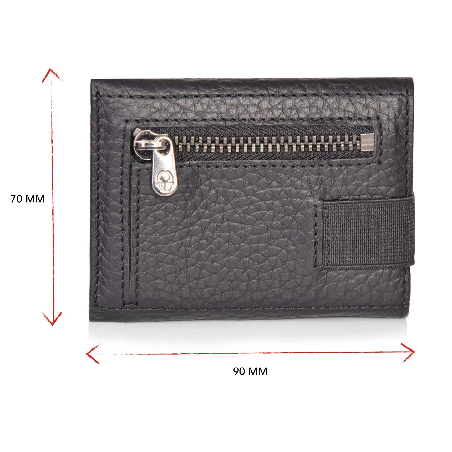 DONBOLSO Wallet 2 I Slim Wallet with Coin Pocket and RFID Protection I 8 Card Slots for up to 12 Cards I I Genuine Leather Credit Card Holder for Men and Women I Black Grained Nappa