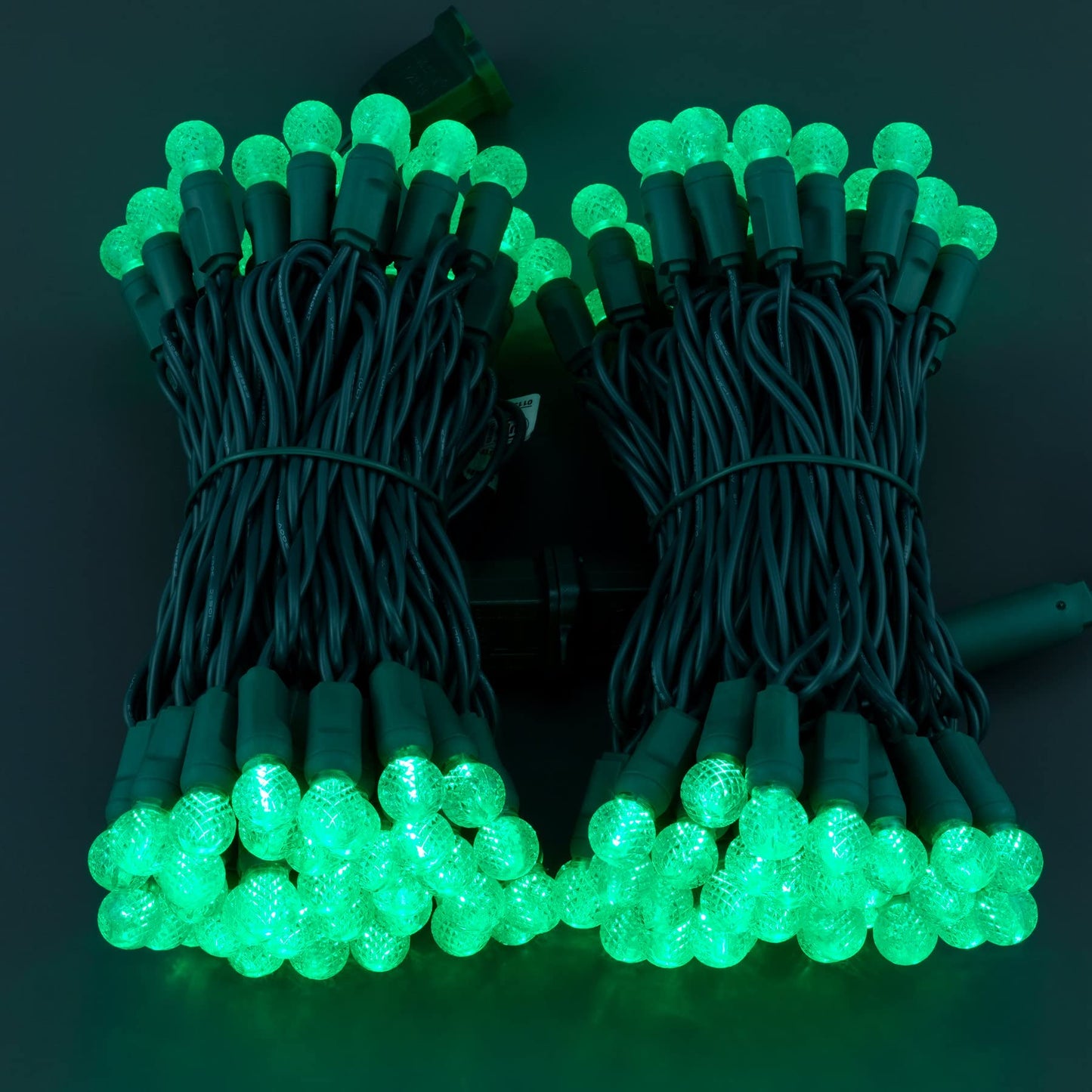 YULETIME Green One-Piece G12 Raspberry Christmas Lights 140 Count 48 Feet, 2 Sets 70 LED 24 ft High Waterproof UL Certified String Light (Green)