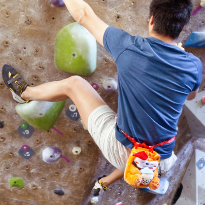 Rock Climbing Chalk Bag + Refillable Ball – Boba Dog Plush Animal Bag (Christmas Bag + Chalk) | Christmas | Santa