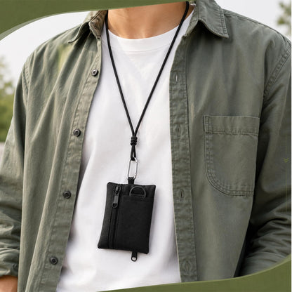 Mini Nylon Keychain Coin Purse, Mini EDC Utility Pouch with Carabiner, Pocket Organizer for Earphone, Car Key, ID Card, Backpack Camping Biking Hiking