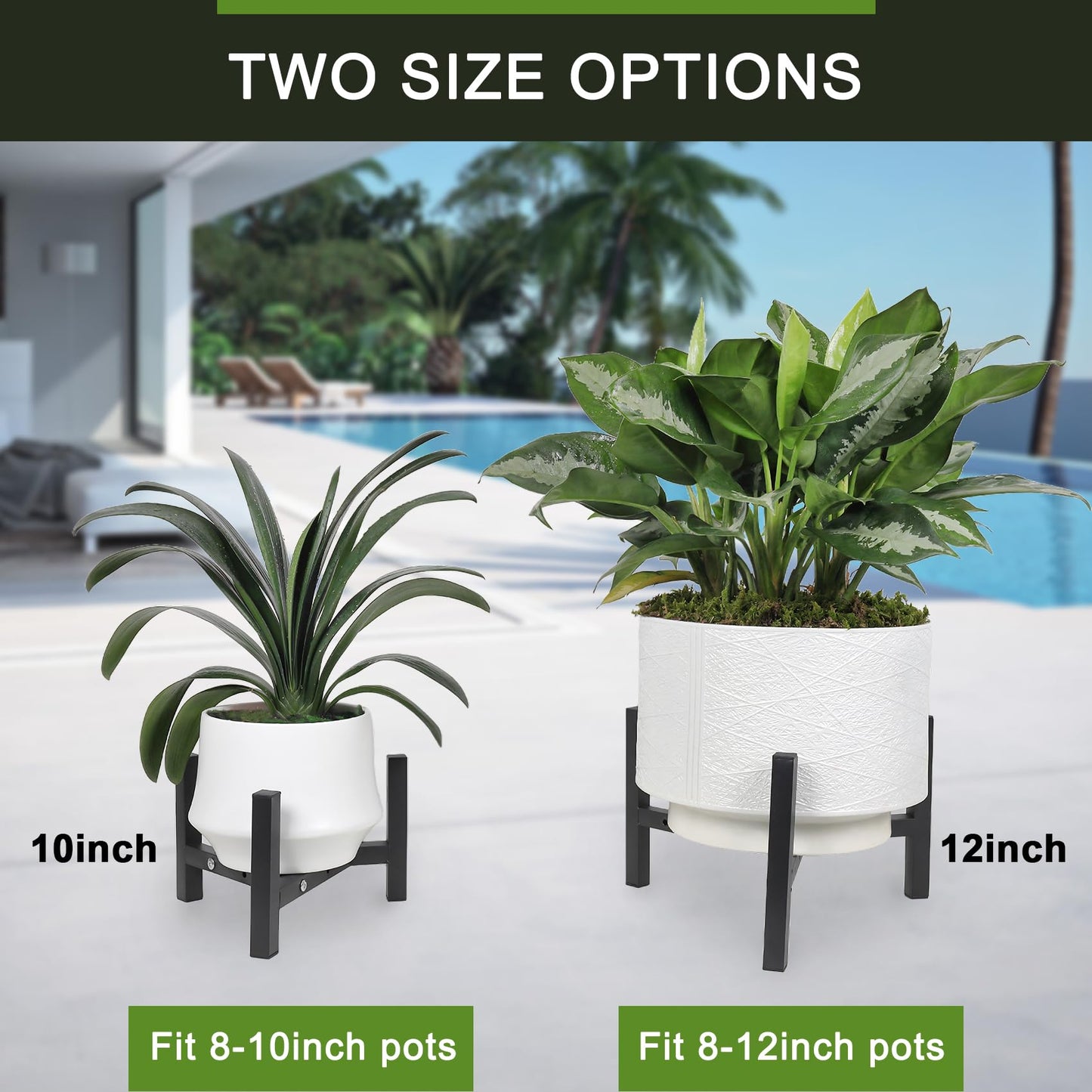 Vigordream Metal Plant Stand, Adjustable Heavy Duty Sturdy Plant Holder for Indoor Outdoor Use, 2 Height Displays Single Plant Pot Stands (Black, Fit 8-10inch pots)