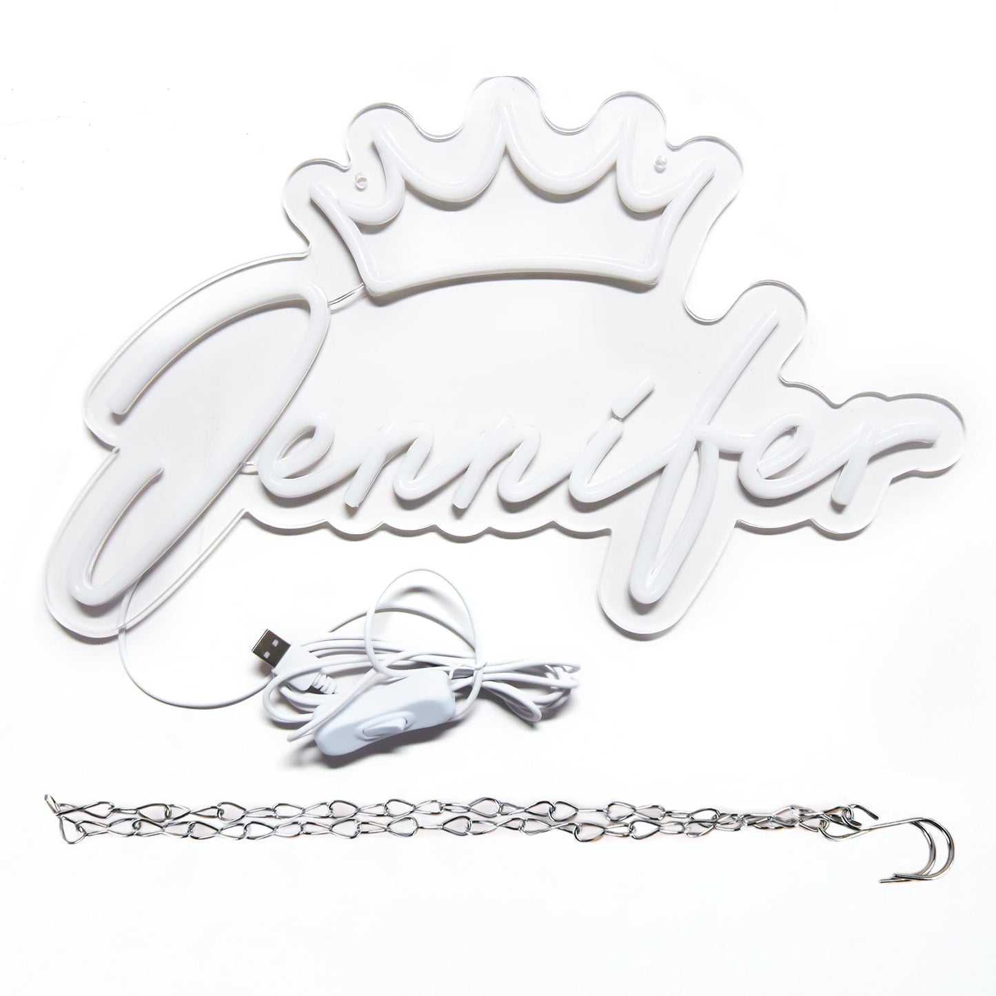 ATTNEON Jennifer Name Neon Sign,LED Jennifer Name Neon Light for Kids Bedroom,Birthday Party Jennifer Decoration,Neon Sign Customizable for Girl,Birthday Name Deocr,Size 16.1 * 10 inch(JTD046)