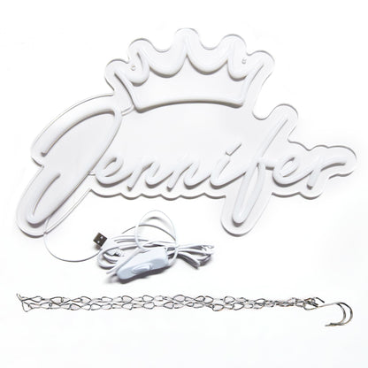 ATTNEON Jennifer Name Neon Sign,LED Jennifer Name Neon Light for Kids Bedroom,Birthday Party Jennifer Decoration,Neon Sign Customizable for Girl,Birthday Name Deocr,Size 16.1 * 10 inch(JTD046)