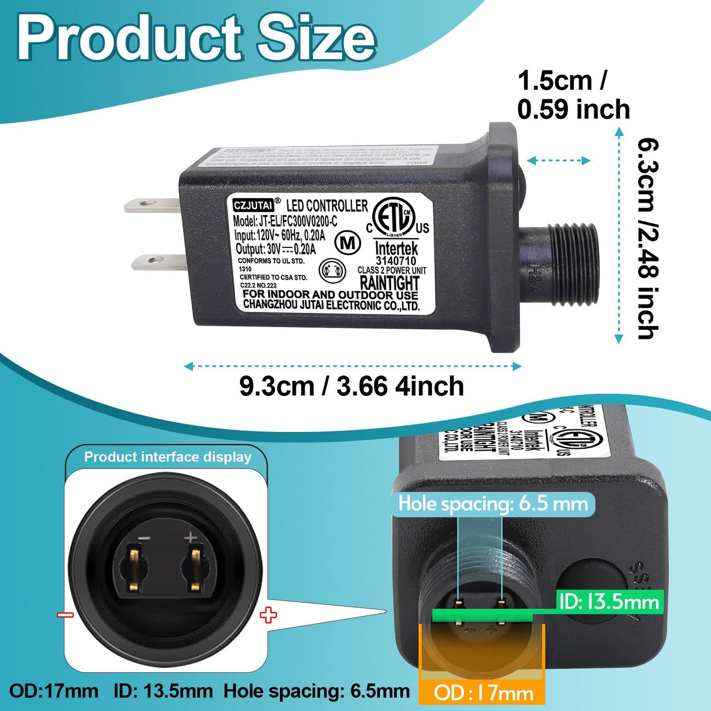 2 Pcs of CZJUTAI JT-EL/FC300V0200 Premium 30V 0.2A 6W 8 Modes LED Power Supply with Multifunction Button- Class 2 Transformer, IP44 Waterproof, for Christmas and String Lights [Z860]