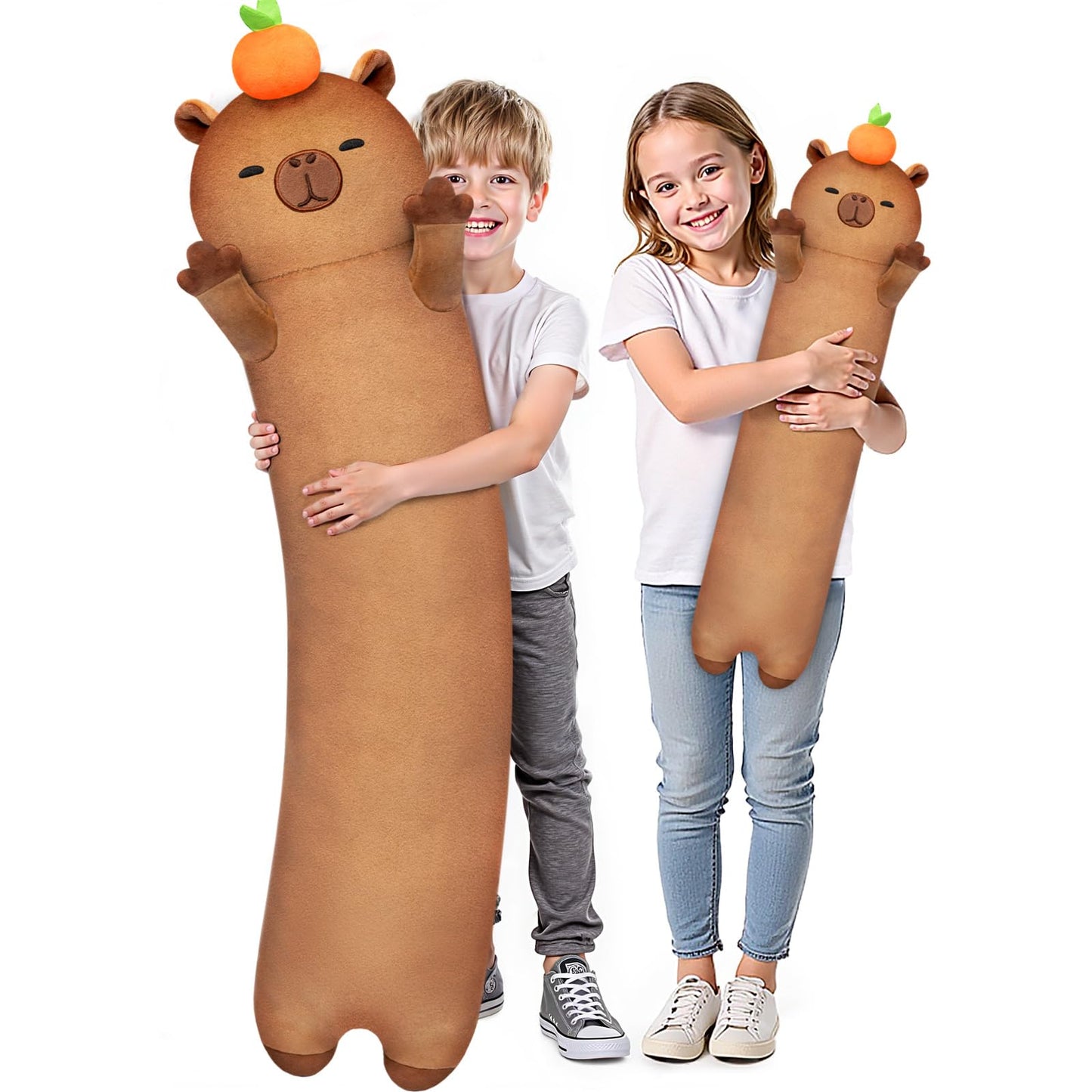 Mewaii 20in Long Plush Capybara Body Pillow, Cute Capybara Stuffed Animals Soft Plushies, Squishy Big Cuddle Pillow Toys Gift for Girls