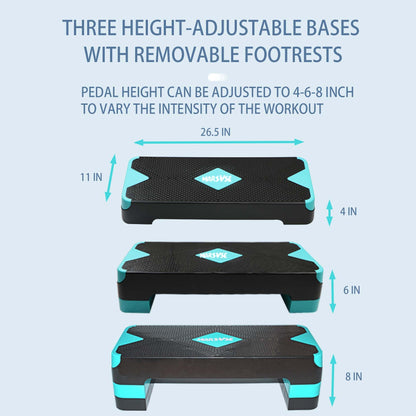 Steppers for Exercise at Home,Exercise Step,26.5-Inch Pedals with 4-Inch and 6-Inch and 8-Inch Height Adjustable Lifters, Women's Home Gym Aerobics Equipment,Adjustable Aerobics Pedals,Stepped
