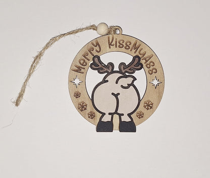 Introducing Reindeer Butts Our Handmade Multi Layered Christmas Ornament, The Perfect Festive Decor Proudly Made in The USA for Anyone Looking to add a Touch of Whimsy to Their Holiday Celebrations