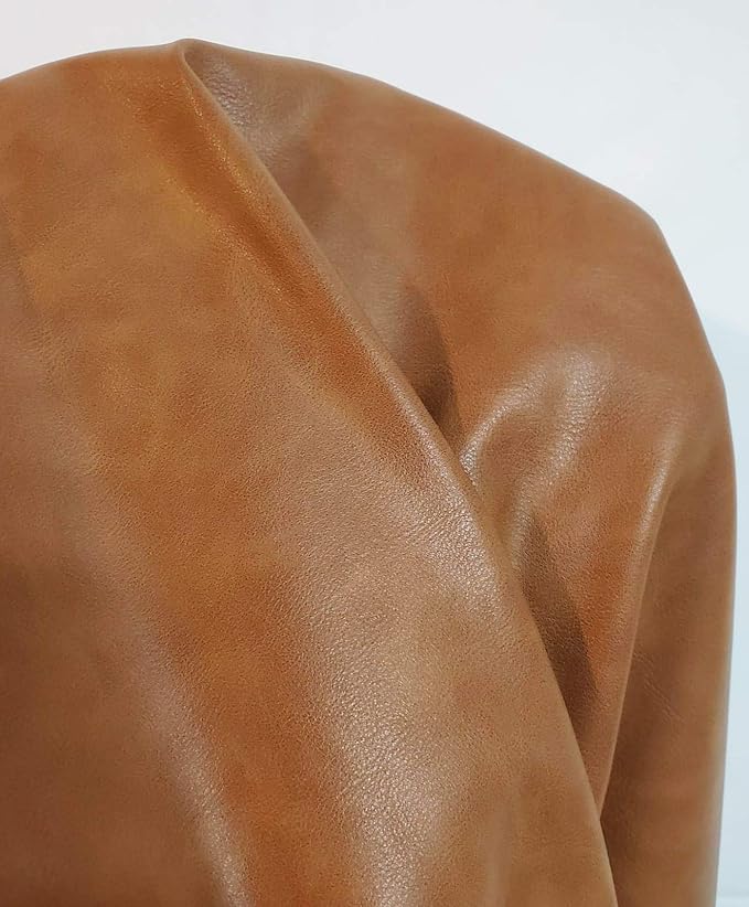 NAT Leathers | Tan Cognac Soft Faux Vegan Leather PU | 4 Yards Cut by the Yard