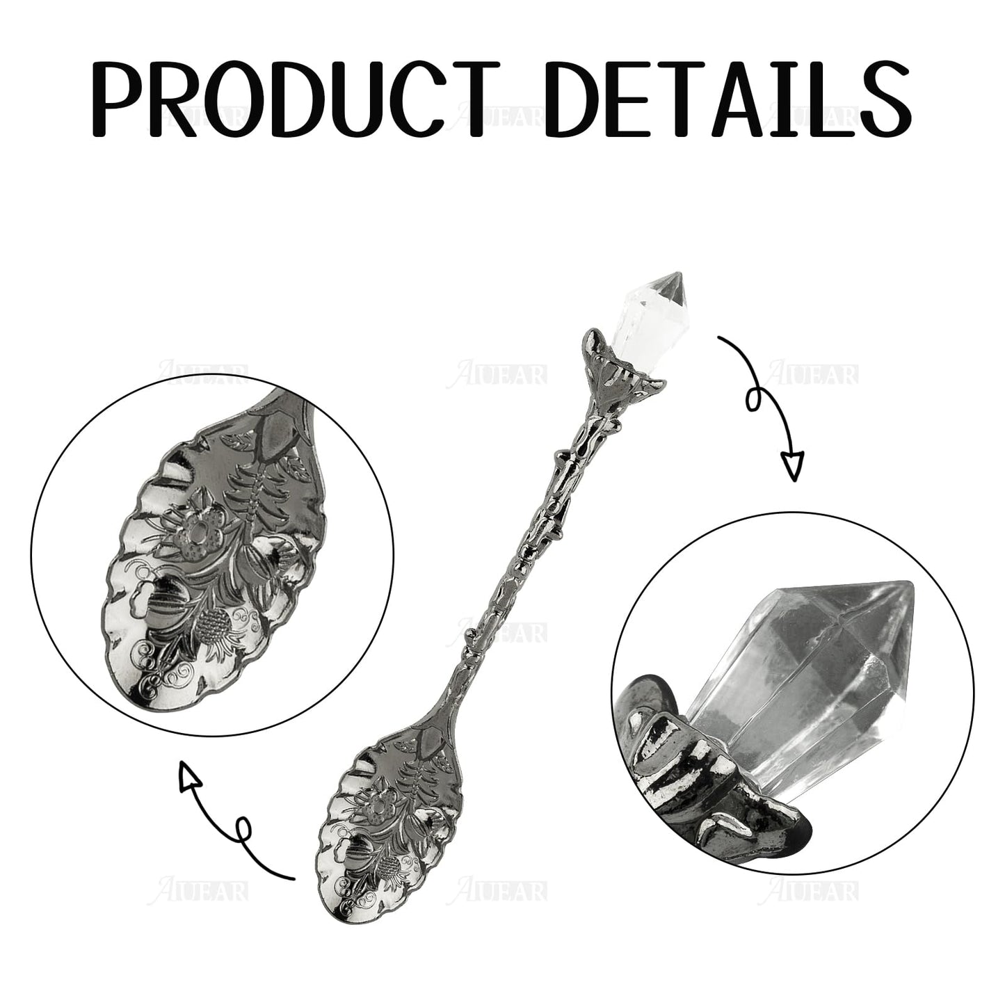 AUEAR, 50 Pack Vintage Crystal Spoons Set Carved Coffee Tea for Home Office Party Supplies