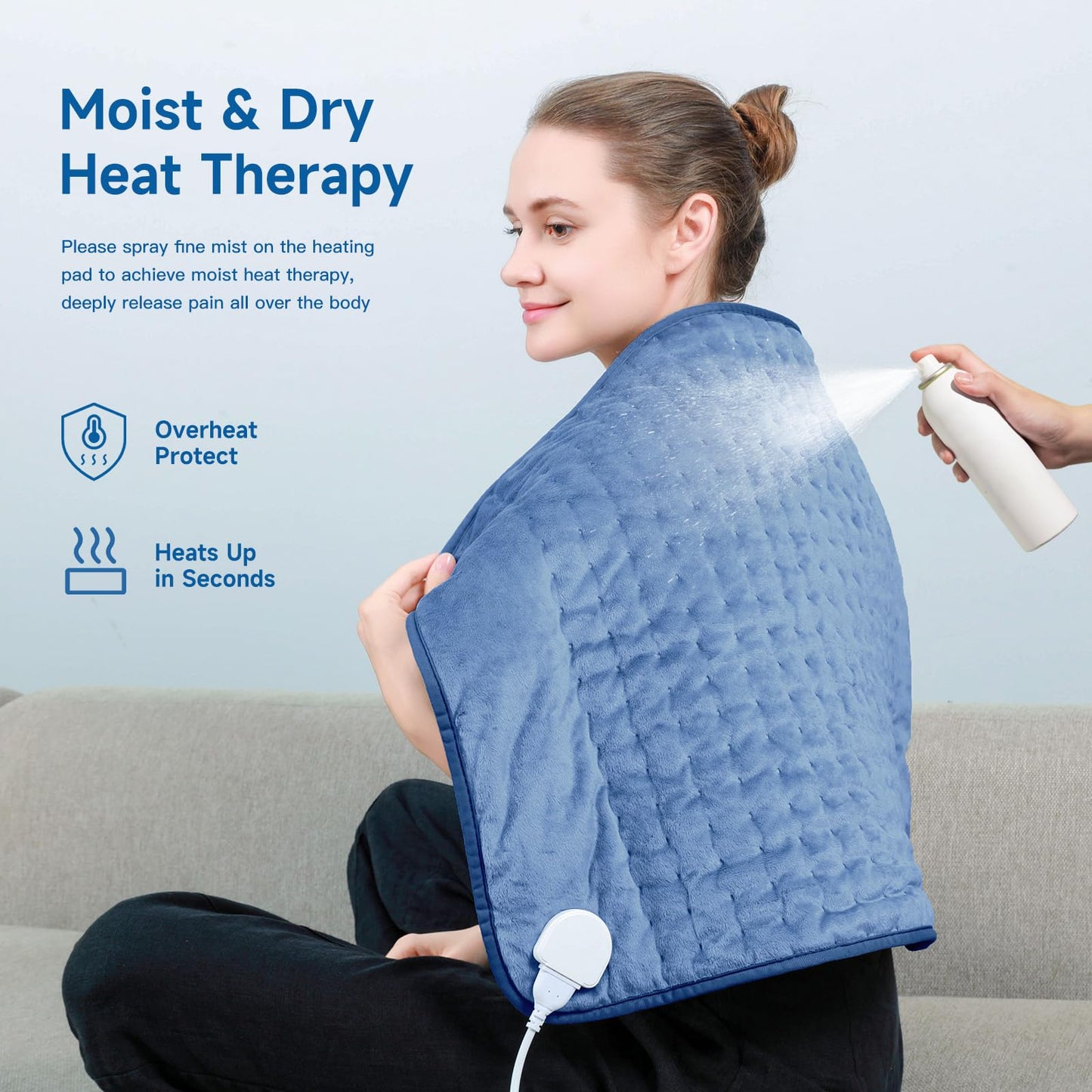 Heating Pad for Back, Large Heating Pads for Body Muscle Pain Cramps Relief, 6 Heat Settings Machine Washable Electric Heating Pad, Birthday Christmas Gifts for Women Mom