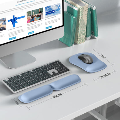 TECKNET Ergonomic Keyboard Wrist Rest and Mouse Pad, Foldable Memory Foam Wrist Rest for Computer Keyboard, Durable Mousepad for Computer Laptop Mac, Lightweight for Easy Typing and Pain Relief, Blue