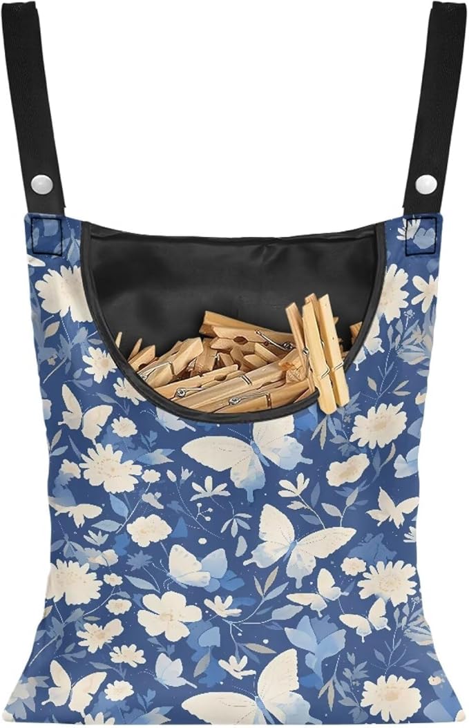 3 Pcs Butterfly and Floral Clothespin Bag
