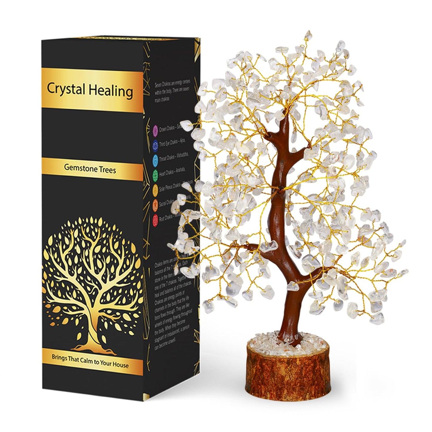 NARIBABU Clear Quartz Crystal Tree, Healing Crystals Gem Tree, Gifts for Women, Feng Shui Tree of Life Bedroom Decor, Birthday Gifts for Mum, Decorative Home Accessories, Positivity Gifts