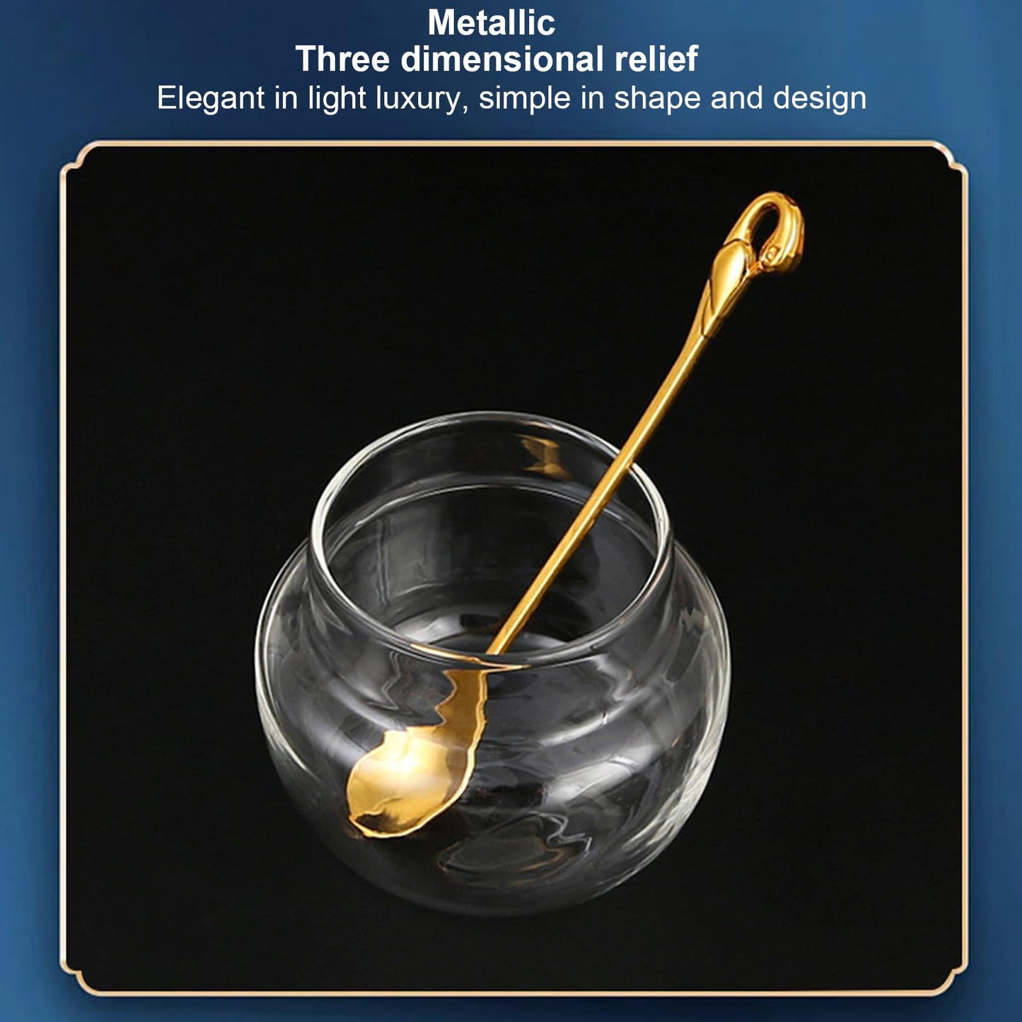 Sugar Bowl with Lid and Spoon, 3 Piece Set European Gold Sugar Container Jar for Kitchen Coffee Bar and Wedding Party, Polished Glass Seasoning Jar Condiment Pot for
