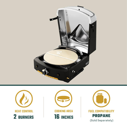 Halo Versa 16 Propane Gas Outdoor Pizza Oven with Rotating Cooking Stone | Portable Appliance for all Outdoor Kitchens | Oven Cover Included