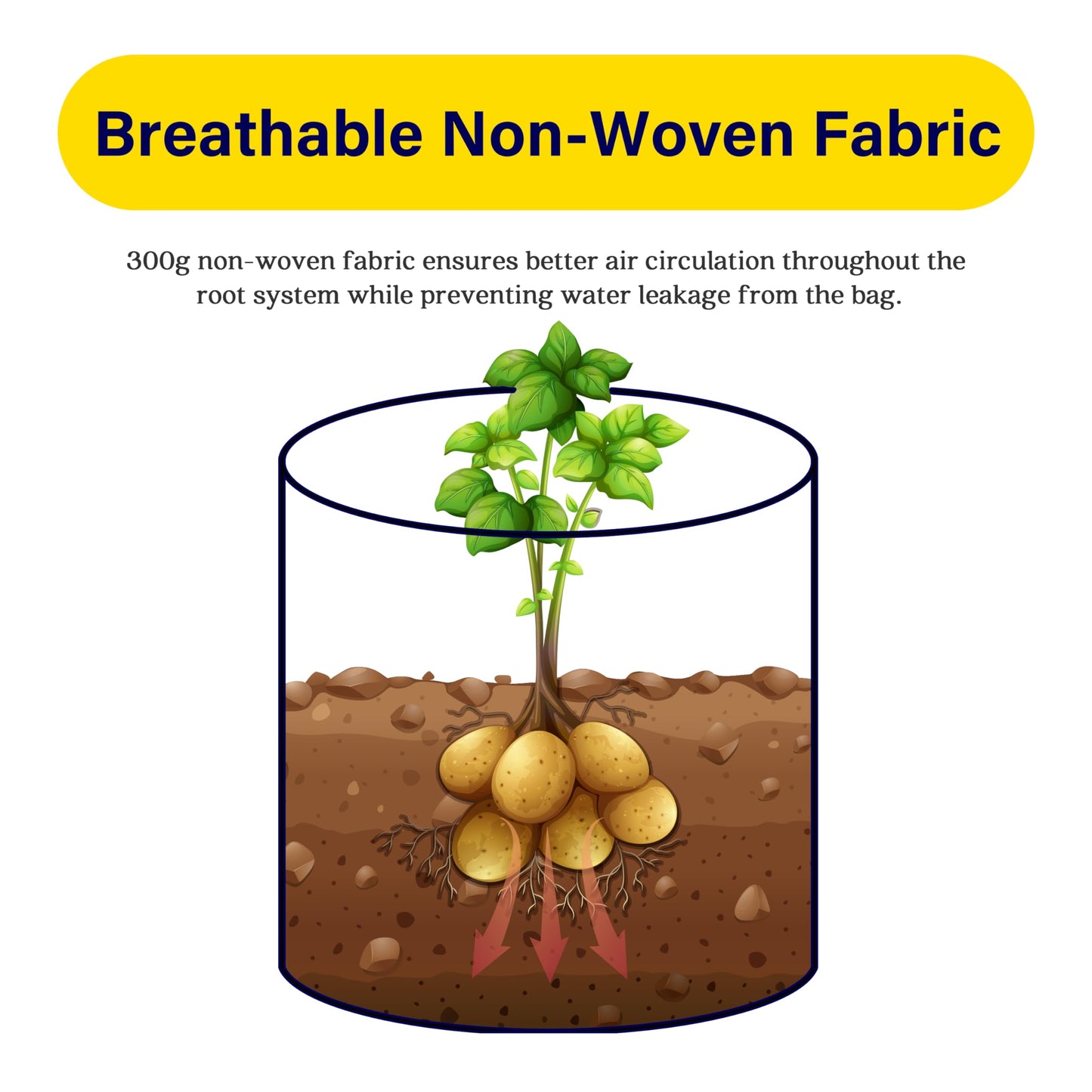 iPower Potato Grow Bags with Flap 10 Gallon 6 Pack, Garden Planting Pot with Durable Handle and Harvest Window, Thickened Nonwoven Fabric Container for Potato, Tomato, Carrot, Vegetable and Fruits