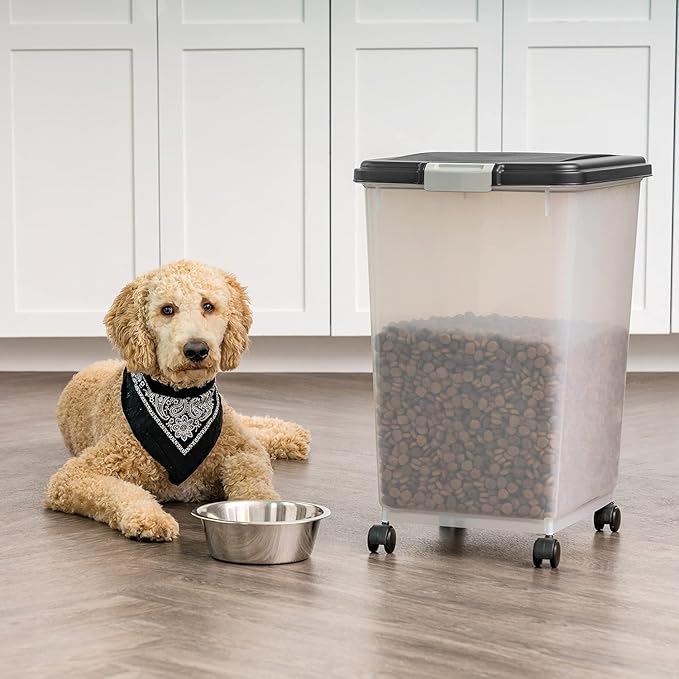 IRIS USA Airtight Dog Food Storage Container, Attachable Wheels,