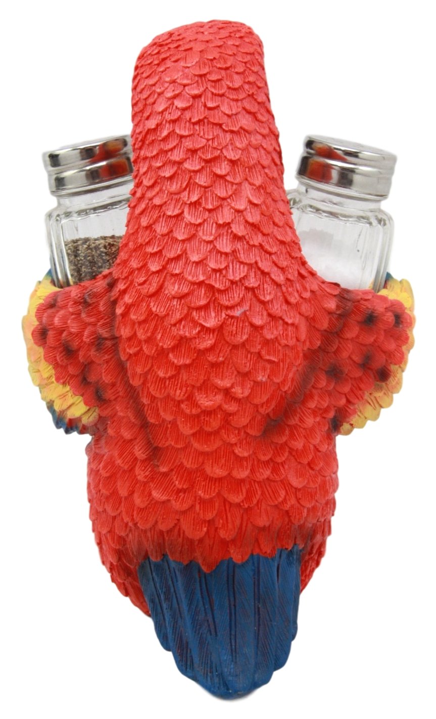Ebros Tropical Rainforest Rio Red Scarlet Macaw Parrot Bird Salt And Pepper Shakers Holder Figurine Set 6.75"H Nautical Table Decore or Decorations For Spice Racks Holders Organizers Kitchen And Home