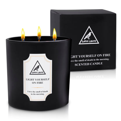 Dark Leigh Funny Candle - Black Amber Scented Soy Candles Home Decor Gifts, Unique Sarcastic Humor Gift Ideas for Women Men Coworker Christmas White Elephant, Quirky Romantic Cute Wife Girlfriend