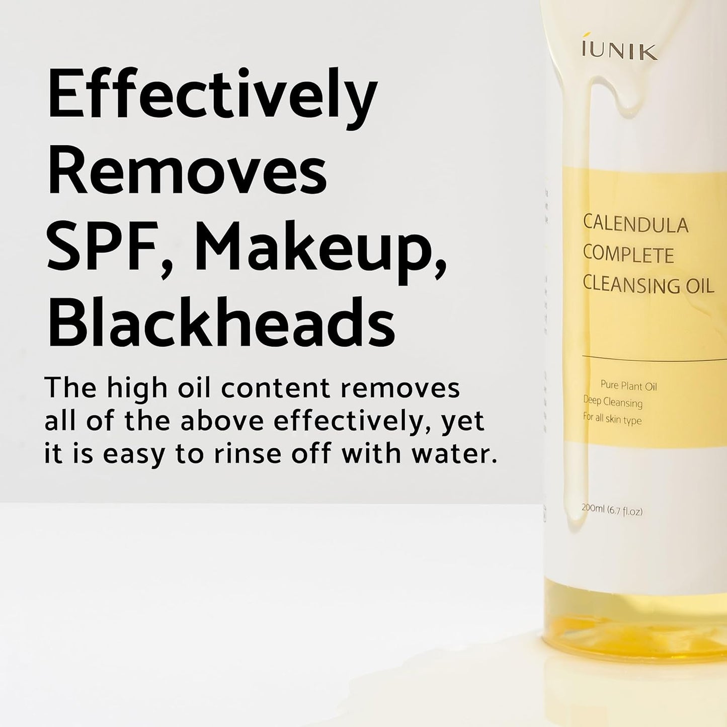 IUNIK Calendula & Jojoba Oil-Infused Vegan Cleansing Oil – Gentle Blackhead Melting & Makeup Remover Facial Cleanser w/Plant-based Oils Korean Skincare