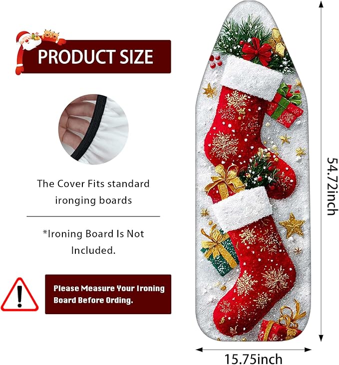 Nuxovilar Ironing Board Cover Winter Stockings Pattern Polyester 15x54 Inches