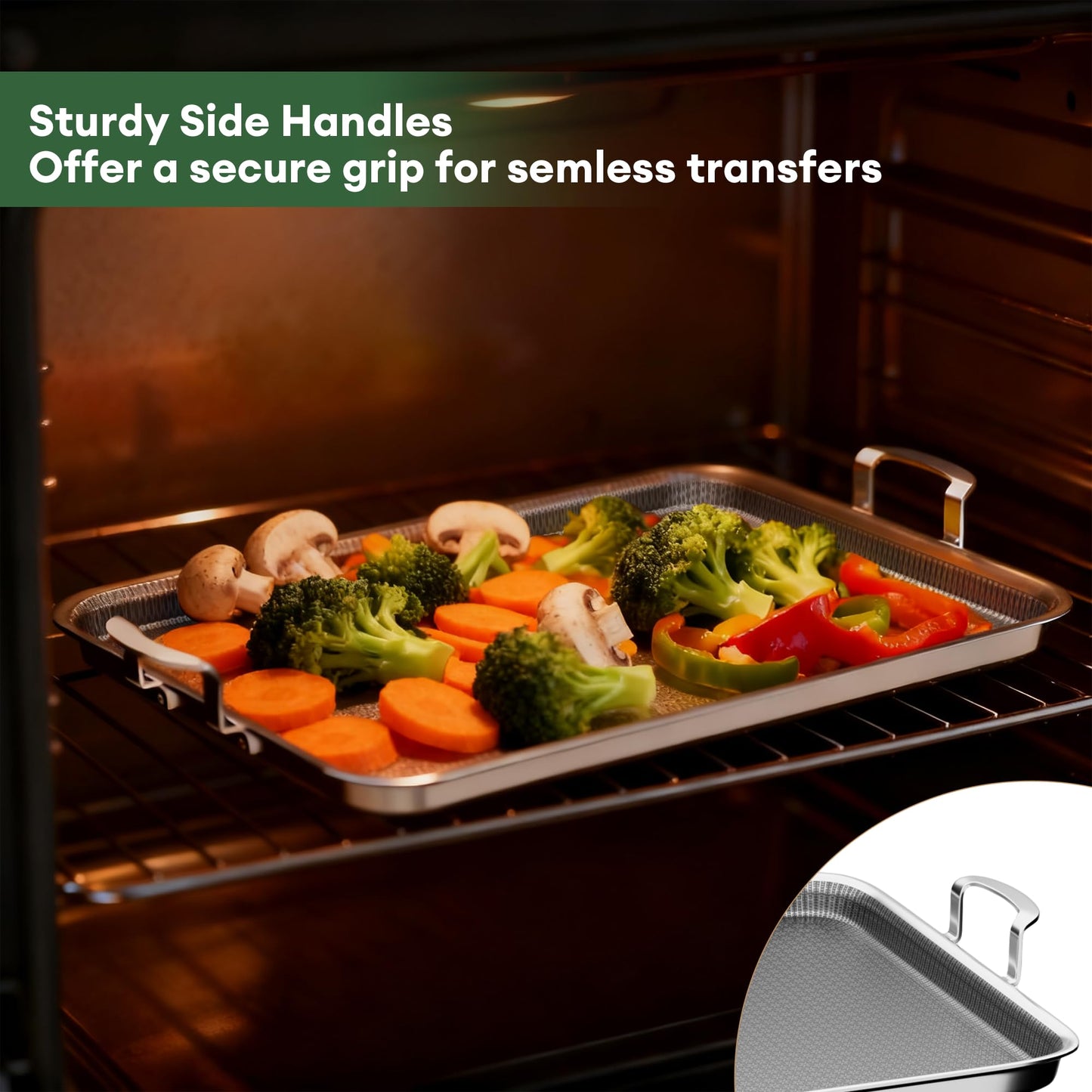 Cooker King 19 x 13 Inch Hybrid Honeycomb Stainless Steel Double Burner Griddle Pan, 3-Ply Nonstick Flat Top Grill Plate & Rectangular Roasting Pan, Metal Utensil Safe, Induction Ready, Oven-Safe
