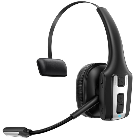 Trucker Bluetooth Headset, Wireless Headset with Mic for Work, Upgraded V5.3 Dual Noise Cancelling Microphones, Mute Button, Multipoint, 53H Battery, for Truck Drivers, Work from Home Office Phone