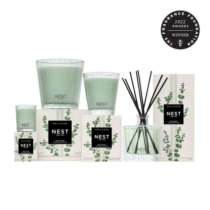 NEST New York Scented 3-Wick Candle, Wild Mint & Eucalyptus - 21.2 oz - Up to 100-Hour Burn Time - Reusable Glass Vessel