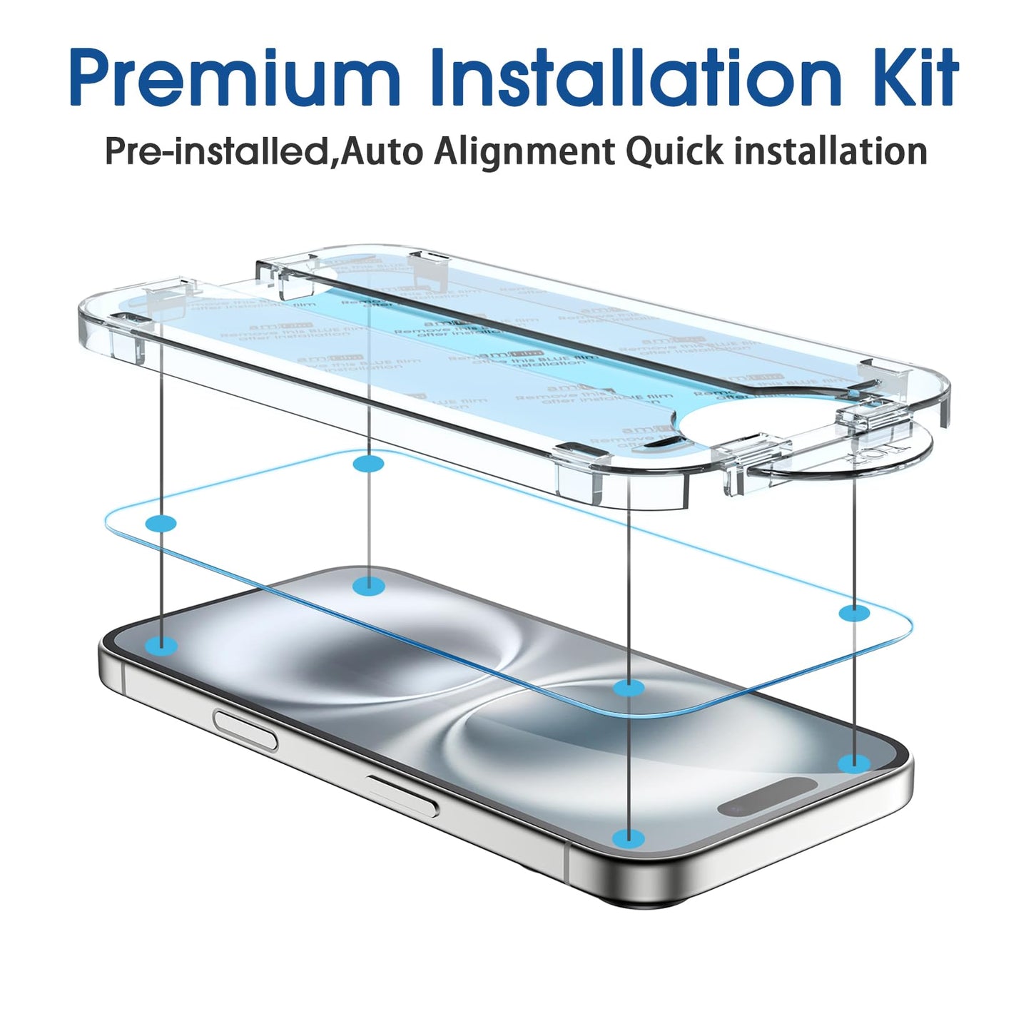 amFilm Auto-Alignment OneTouch for iPhone 16 [6.1''] Screen Protector + Camera Lens Protector, Tempered Glass, 30 seconds Installation, Bubble Free, Case Friendly, Anti-Scratch [2+2 Pack]