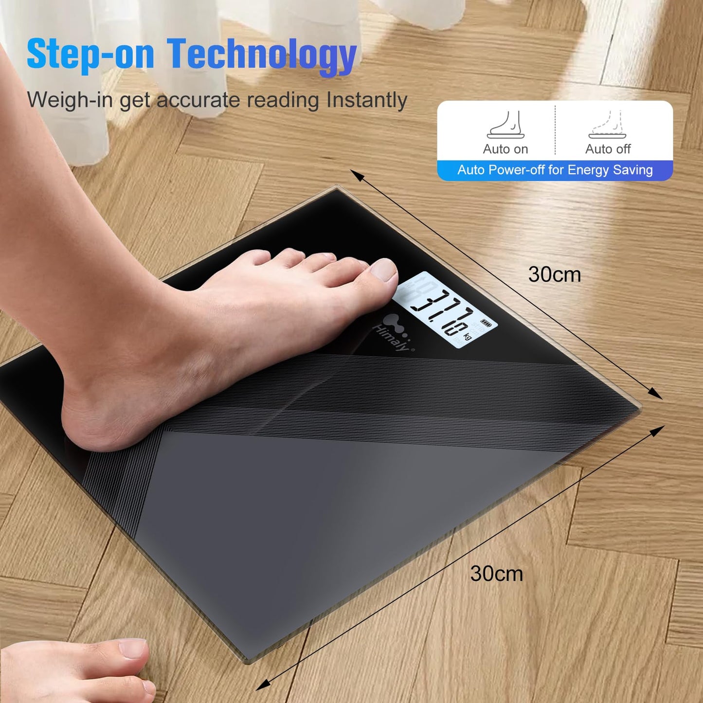 Digital Bathroom Scales USB Rechargeable, Weighing Scales for Body Weight with Weight Change Indication, Step-On Technology,High Precision,180kg/400lb/28stone Maximum Capacity