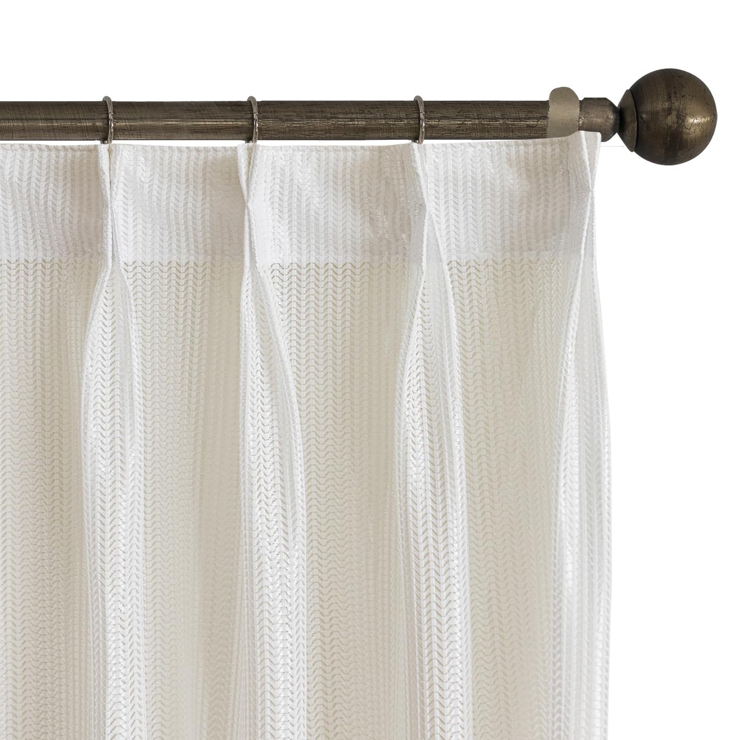 LETAU Off White Sheer Curtains 108 inches Long, Pinch Pleated Lace Little Waves Window Sheer Curtains Panels Drapery, 26" W x 108" L, 2 Panels