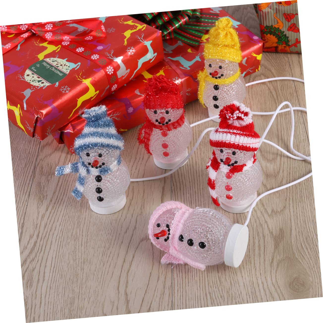 Uonlytech Christmas Snowman Night Ligh, LED Light USB Night Light Mini Glowing Snowman Desktop Ornaments for Home Bedroom Christmas