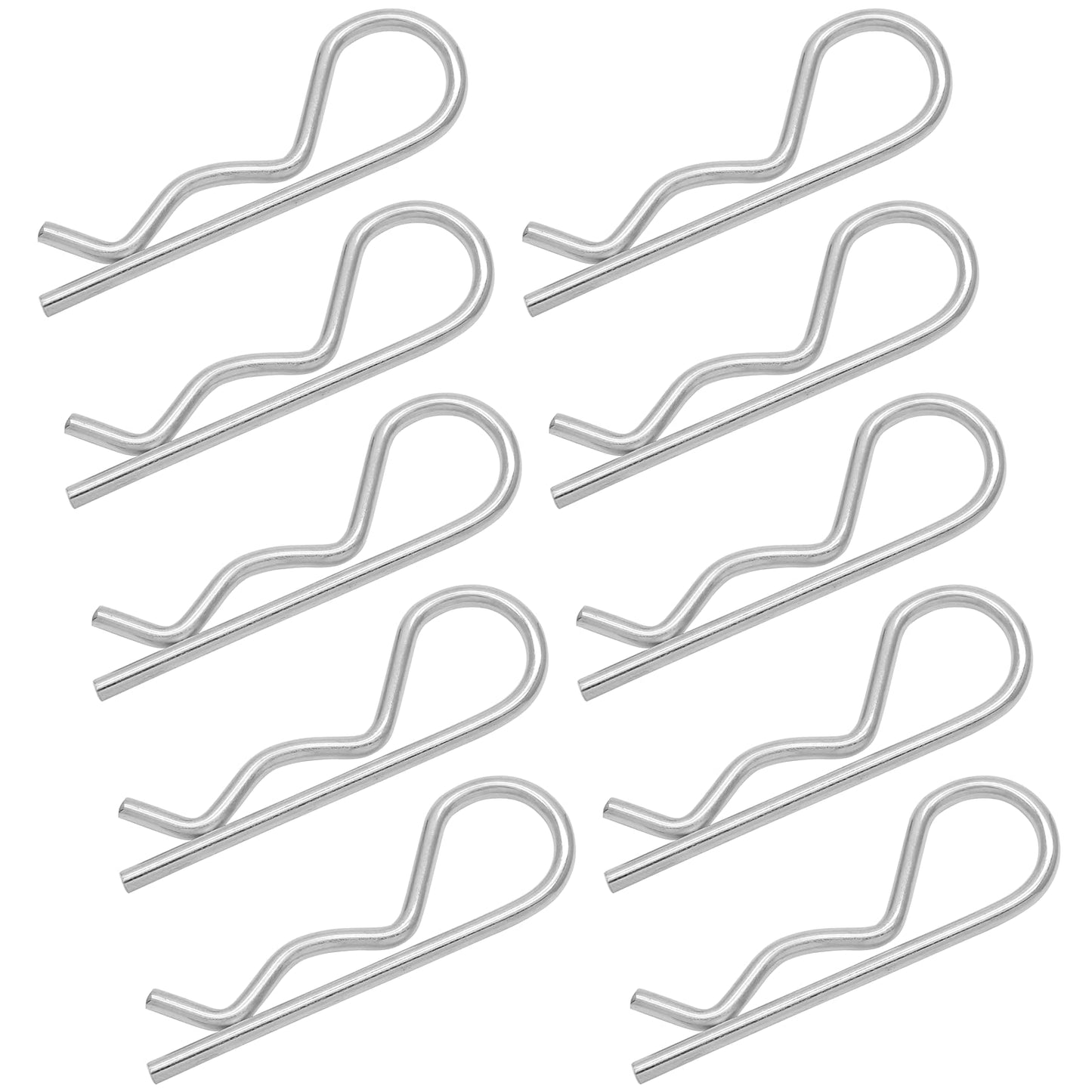 Bonsicoky 10Pcs R Clips Hitch Pins Clips, Stainless Steel Retaining Cotter Pins Spring Clip Hair Pins for Tractor, Lawn Trailer, Truck Tow Bar - M3.5 x 75mm