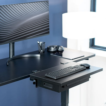 VIVO Clamp-on 6 x 9 inch (11 Including Clamps) Desk Extender, Wrist Support, Armrest Tray, Table Mount for Sit Stand Desks, Black, DESK-EXT09