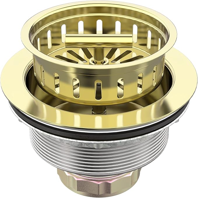 BOTEMY B9171 Gold Kitchen Sink Drain Kit 3 1/2 Sink Strainer